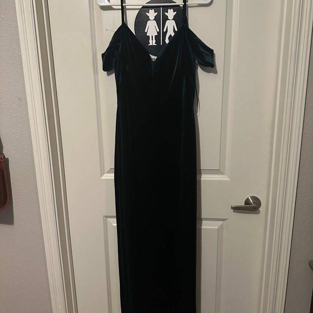 Green velvet long dress